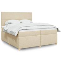 Boxspring met matras stof crèmekleurig 200x200 cm - thumbnail