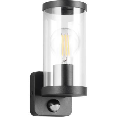 LED Buitenlamp met Bewegingssensor - Wandlamp E27 - Mat Zwart Aluminium
