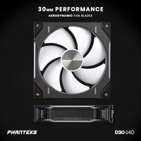 Phanteks D30 PWM Regular Airflow D-RGB PC-ventilator Zwart (b x h x d) 140 x 30 x 140 mm - thumbnail