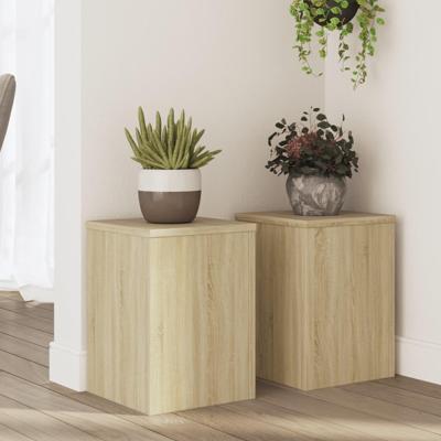 Plantenstandaards 2 st 25x25x35 cm bewerkt hout sonoma eiken