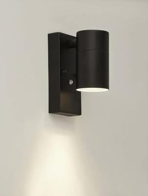 Searchlight WandspotSplot zwart met schemersensor - 14601BK
