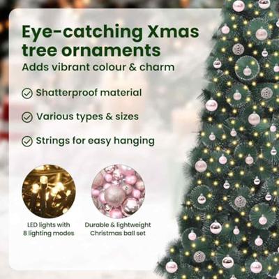 VidaXL Kunst kerstboom met verlichting en ballenset groen 240 cm pet