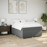 Boxspring met matras stof donkergrijs 160x200 cm - thumbnail