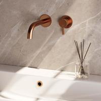 Brauer Copper Edition Wastafelmengkraan inbouw - gebogen uitloop links - hendel middel dik - model E 1 - PVD - geborsteld koper 5-GK-004-B1-65 - thumbnail