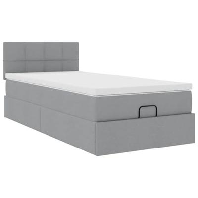 Bed met matras 90x200 cm stof lichtgrijs Bed met matras 90x200 cm stof lichtgrijs