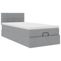 Ottoman bed met matras en LED's 100x200 cm stof lichtgrijs - thumbnail