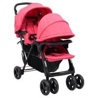 VidaXL Tweelingkinderwagen tandem staal rood - thumbnail