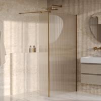 BRAUER Oblivion Flow inloopdouche helder ribbelglas 120x200 met zijwand 30 incl. glascoating Geborsteld Goud PVD - thumbnail