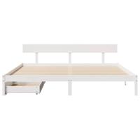 Bedframe zonder matras massief grenenhout wit 200x200 cm - thumbnail