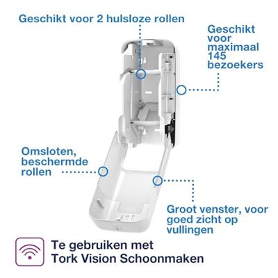 Toiletpapierdispenser tork t7 verticaal duo wit Toiletpapierdispenser tork t7 verticaal duo wit