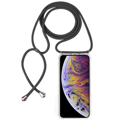 Vierhoek anti-val transparante TPU mobiele telefoon geval met Lanyard voor iPhone XS Max (grijs)