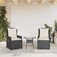 Tuinstoelen 2 st verstelbaar poly rattan zwart - thumbnail