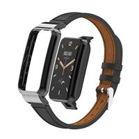 Classic leren bandje met case - Zwart - Xiaomi Smart band 7 Pro - thumbnail