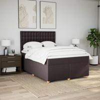 Boxspring met matras stof donkerbruin 160x200 cm - thumbnail