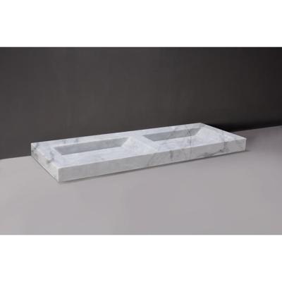 Wastafel Forzalaqua Bellezza Doppio Carrara Gepolijst 140,5x51,5x9 cm Met 2 Kraangaten