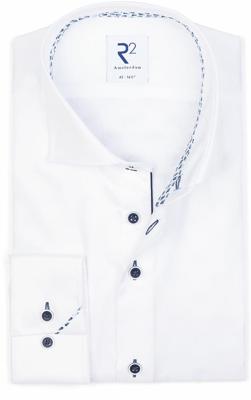 R2 Amsterdam Heren Overhemd Wit Grafisch Contrast Fine Twill Modern Fit R2 Amsterdam Heren Overhemd Wit Grafisch Contrast Fine Twill Modern Fit