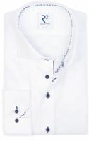 R2 Amsterdam Heren Overhemd Wit Grafisch Contrast Fine Twill Modern Fit - thumbnail