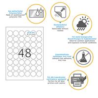 Etiket HERMA 4571 30mm rond folie wit 960 etiketten - thumbnail