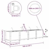 Tuin Bloempot 4 pcs Zwart Staal - thumbnail