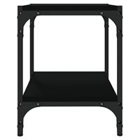 Tv-meubel 40x33x41 cm bewerkt hout en staal zwart - thumbnail