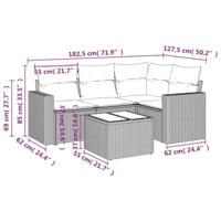 5-delige Loungeset met kussens poly rattan beige - thumbnail