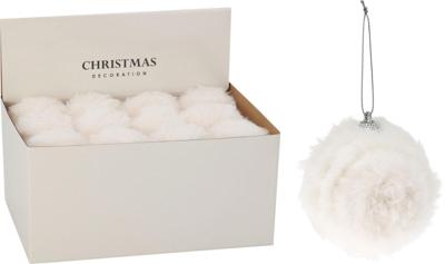 Kerstbal 80 mm kunst bont wit Nampook - Nampook