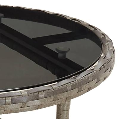 3-delige Tuinset met kussens poly rattan en glas grijs