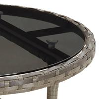 3-delige Tuinset met kussens poly rattan en glas grijs - thumbnail