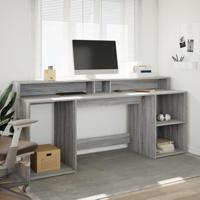 Bureau met LED-verlichting 200x55x91 cm hout grijs sonoma eiken - thumbnail
