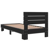 Bedframe bewerkt hout en metaal zwart 90x200 cm - thumbnail