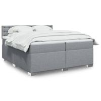 Boxspring met matras stof lichtgrijs 200x200 cm - thumbnail