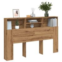 Hoofdbordkast 160x19x103,5cm bewerkt hout artisanaal eikenkleur - thumbnail