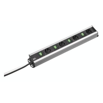 Bachmann 300.049 Stekkerdoos met schakelaar Zwart, Aluminium Randaarde stekker