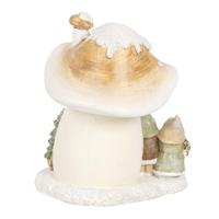 Clayre & Eef Decoratie Huis met LED Paddenstoel 13x12x15 cm Beige - thumbnail