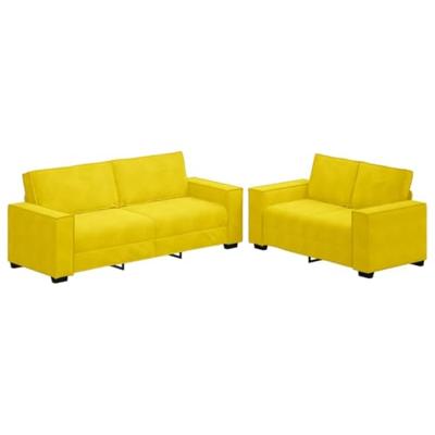 2-delige Loungeset met kussens fluweel geel - thumbnail