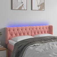 Hoofdbord LED 147x16x78/88 cm fluweel roze - thumbnail