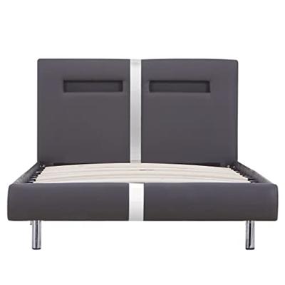 VidaXL Bedframe met led kunstleer grijs 90x200 cm