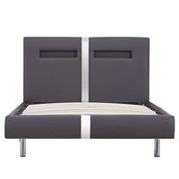 Bedframe met LED kunstleer grijs 90x200 cm - thumbnail
