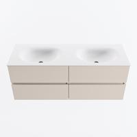 MONDIAZ VICA 130cm badmeubel onderkast Linen 4 lades. Wastafel MOON dubbel 2 kraangaten, kleur Talc. - thumbnail
