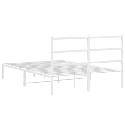 Bedframe met hoofdbord metaal wit 140x190 cm - thumbnail