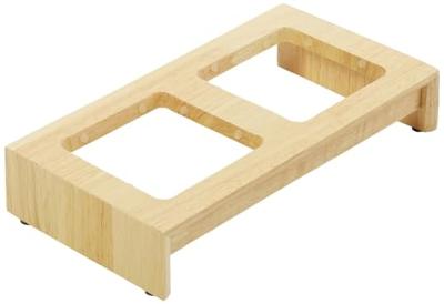 Trixie voerset keramiek met houten onderstel zwart - thumbnail