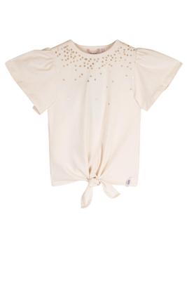 NoNo Zomer t-shirt meisjes Ivoor wit - gebreid - strass steentjes - Kate