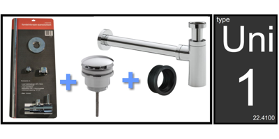 Luxe Fontein/Wastafel Aansluitset Xellanz Geno met Clickwaste en Sifon Chroom