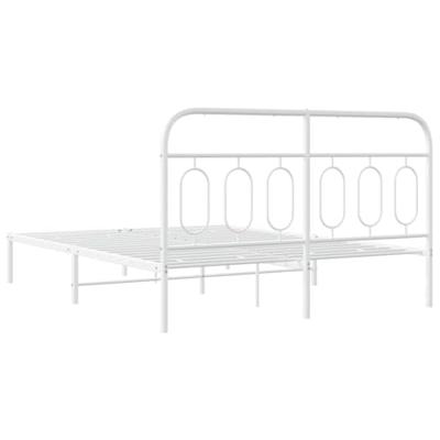 Bedframe met hoofdbord metaal wit 140x200 cm - thumbnail