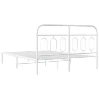 Bedframe met hoofdbord metaal wit 135x190 cm - thumbnail