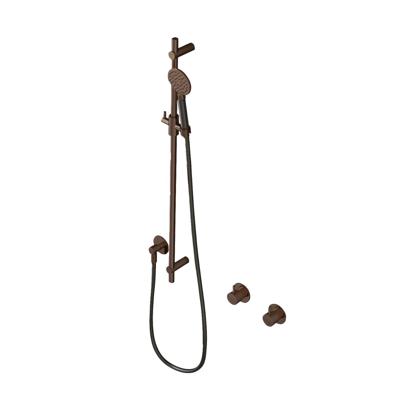 Glijstangset Hotbath Cobber Met Wandaansluitbocht En Handdouche Verouderd Messing Living Colours