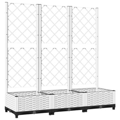 Plantenbak met trellis wit 120x40x121,5 cm PP