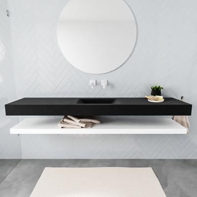 Aqua Splash Badkamermeubel AQS Ibiza 200 cm met Mat Wit Planchet Solid Surface Wastafel Mat Zwart - Badmeubel Ibiza 200 cm Mat Wit Planchet Solid Aqua Splash Badkamermeubel AQS Ibiza 200 cm met Mat Wit Planchet Solid Surface Wastafel Mat Zwart - Badmeubel Ibiza 200 cm Mat Wit Planchet Solid