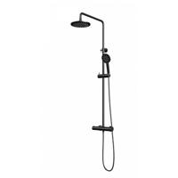 Opbouw thermostatische regendouche SET 02 - 20 cm douchekop - 3-standen handdouche - doucheslang mat zwart - thumbnail