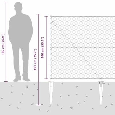VidaXL Afrasteringspaal groen 10 x 1,4 m (50 mm gaas) staal en pvc